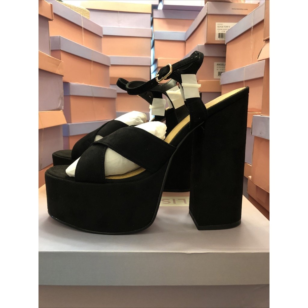 Lisa Vicky Jam-V In Black Suede Size 9.5